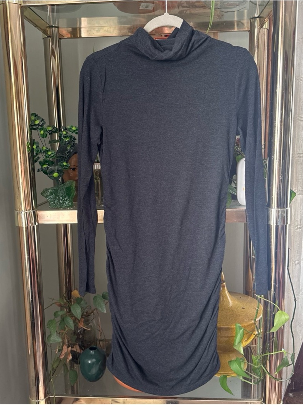 Ann Taylor Charcoal Gray Long-Sleeve Turtleneck Dress